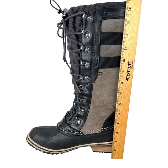 SOREL Joan of Arctic Wedge II Leather Suede Lace Up Winter Snow Boots Black 8.5 - Picture 14 of 16